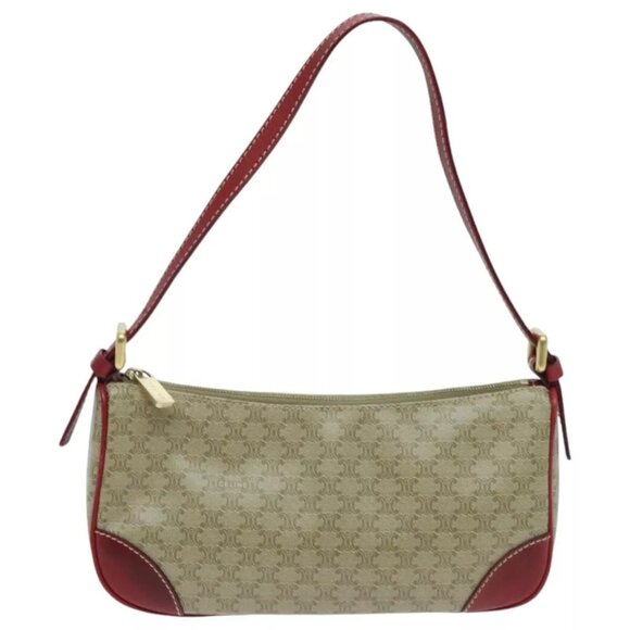 CELINE Macadam Canvas Accessory Pouch Coated Canvas Beige Red Auth yk15592 - Picture 11 of 15